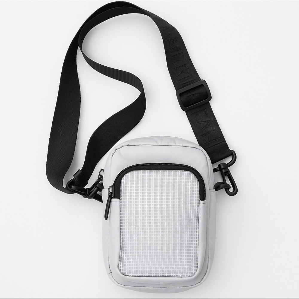 AE Gray Reflective Sling Bag – Adjustable Strap, Streetwear Style
